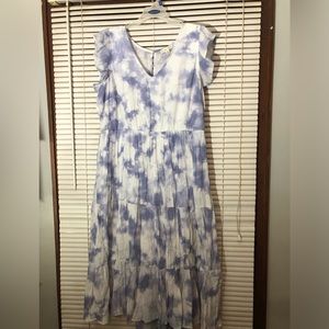 Plus size indigo, rose dress